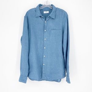 Uniqlo 100% Linen Long Sleeve Button Down Shirt Size Large